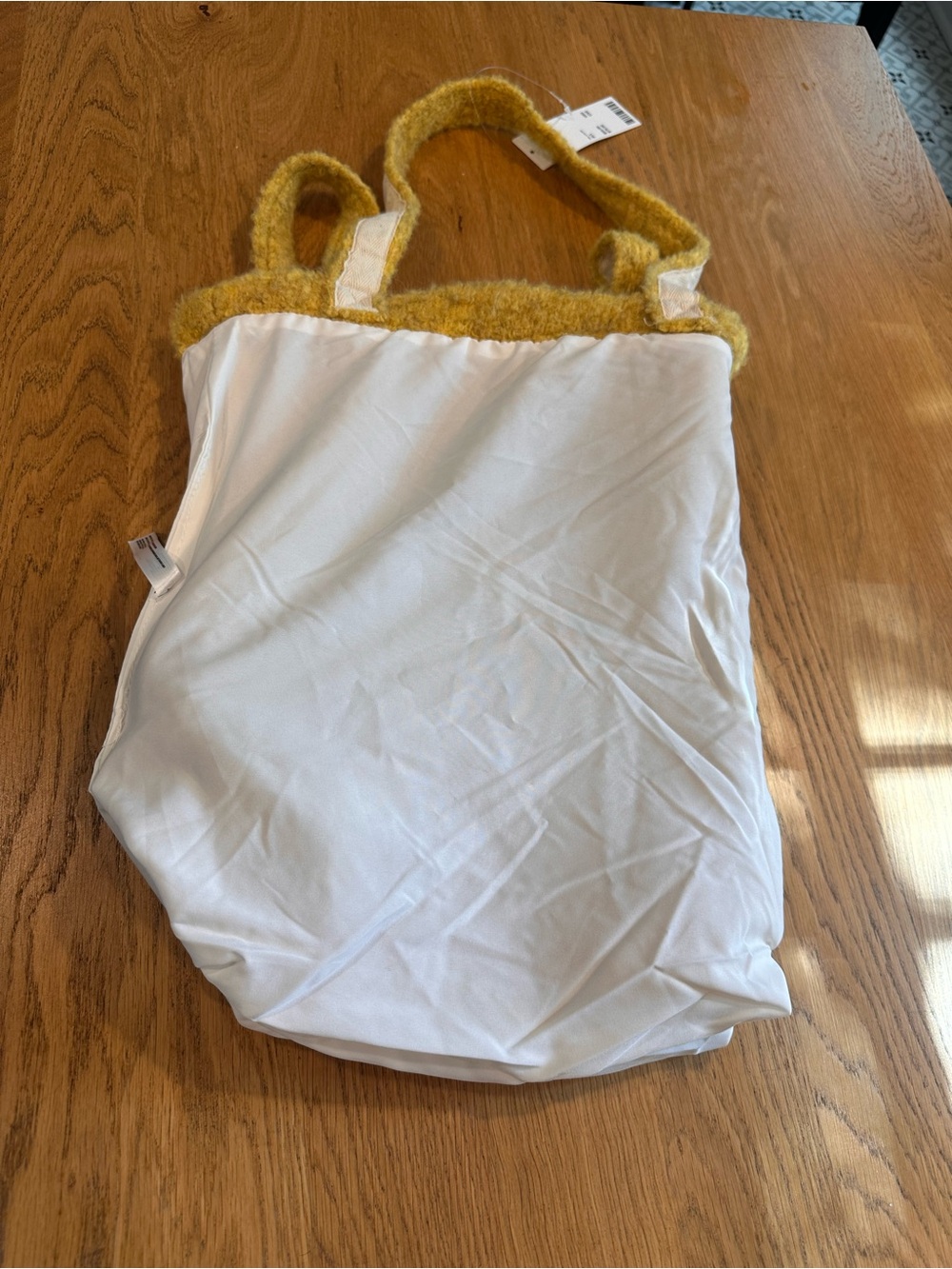 Smiley Face Wool Blend Tote Bag Mustard Yellow Happy Face NWT - Picture 4 of 8